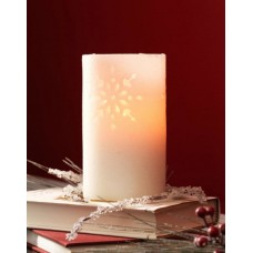 The Holiday Aisle Glitter Snowflake Cut-Out Battery Operated Flameless LED Wax Christmas Pillar Candle THDA7205